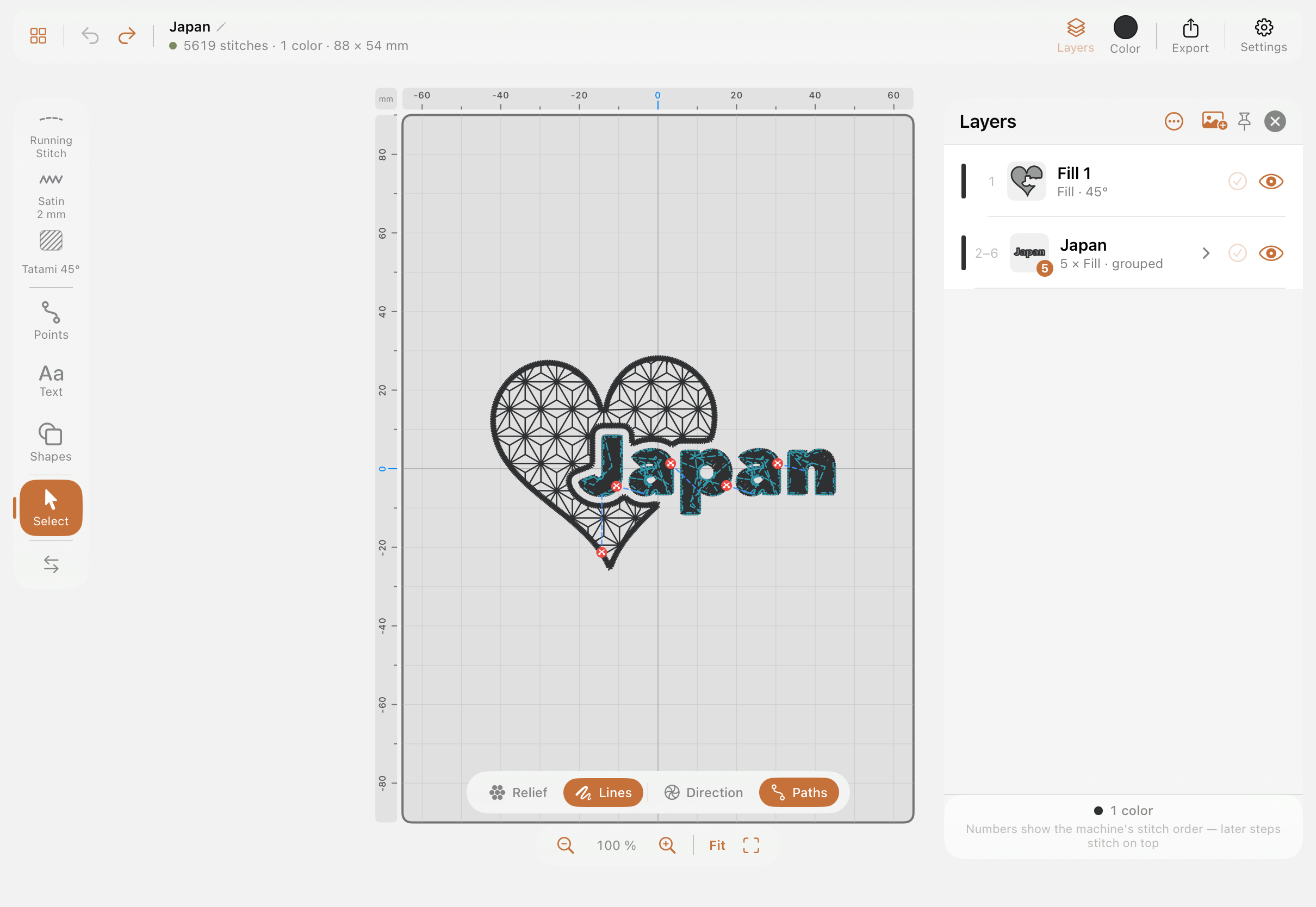 Layers panel showing a Fill object and a grouped 5-object Fill group